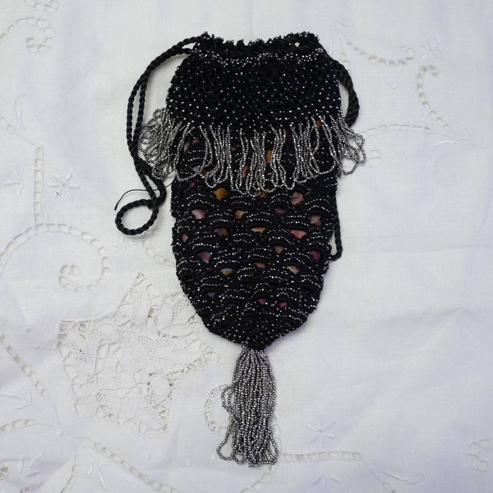 Victorian French Cut Steel Micro Bead Handbag Bag